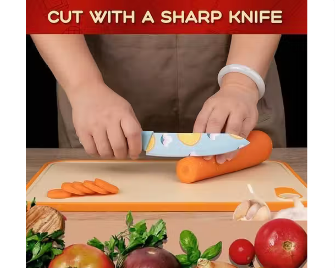 Stainless Steel 3 Pieces Professional Kitchen Knife Set/Meat Knife/Chef Knife with Non-Slip Handle Sharp Manual Sharpening for Home Kitchen/High Carbon Stainless Steel Knife Red Set(Blue)