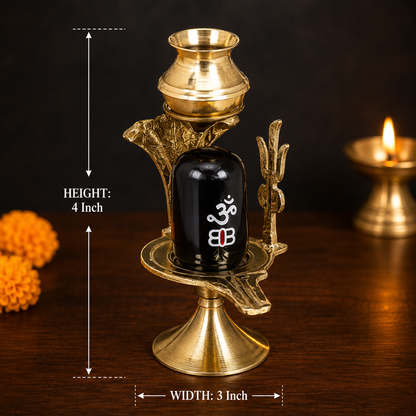 Shivling Idol Brass Sculpture Shiva Shivlingam Puja Abhishek Patra with Trishul and Nag Statue God Figurine Decor Gifts