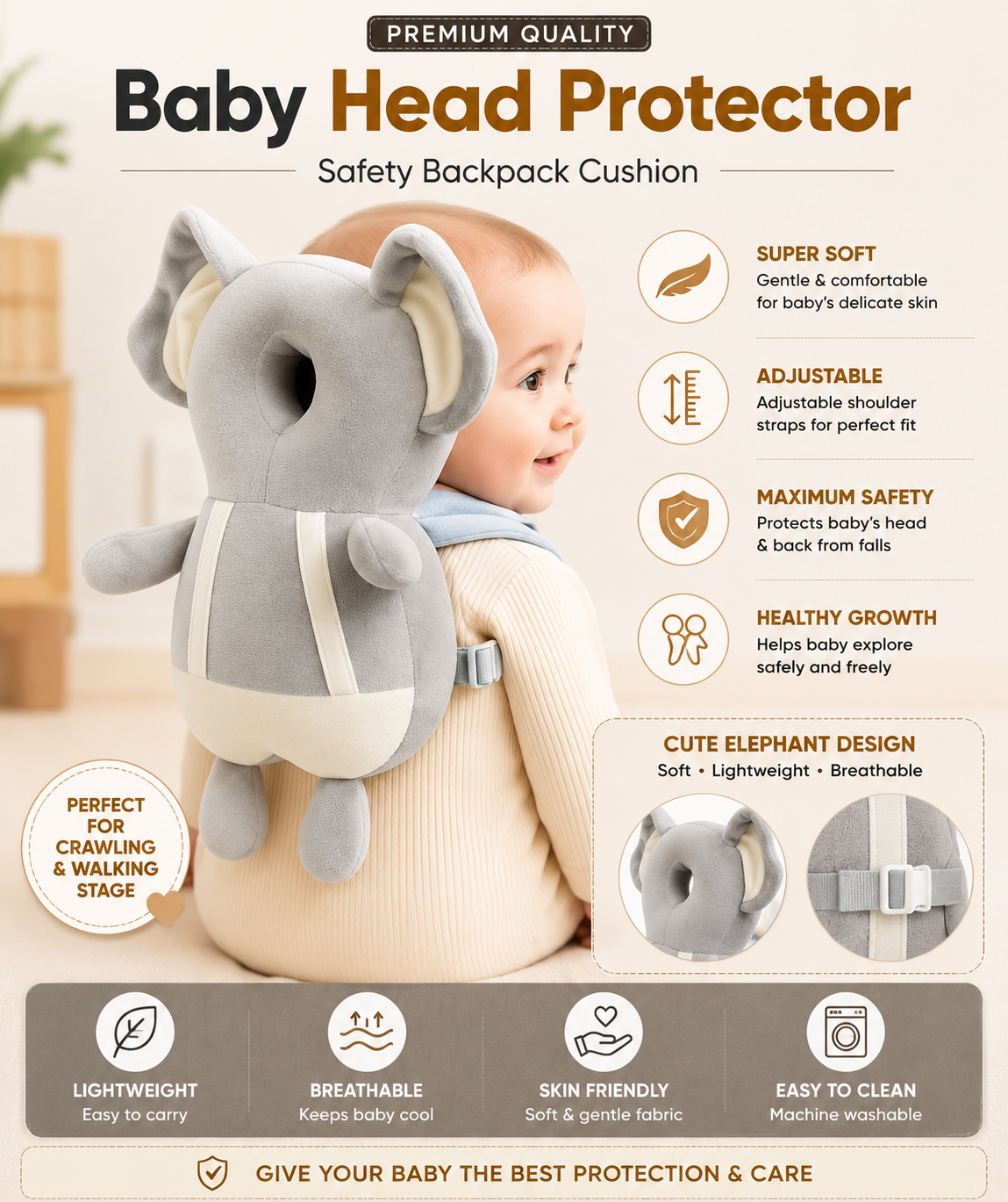 Baby Head protector and Helmet with Free knees pad SET -3