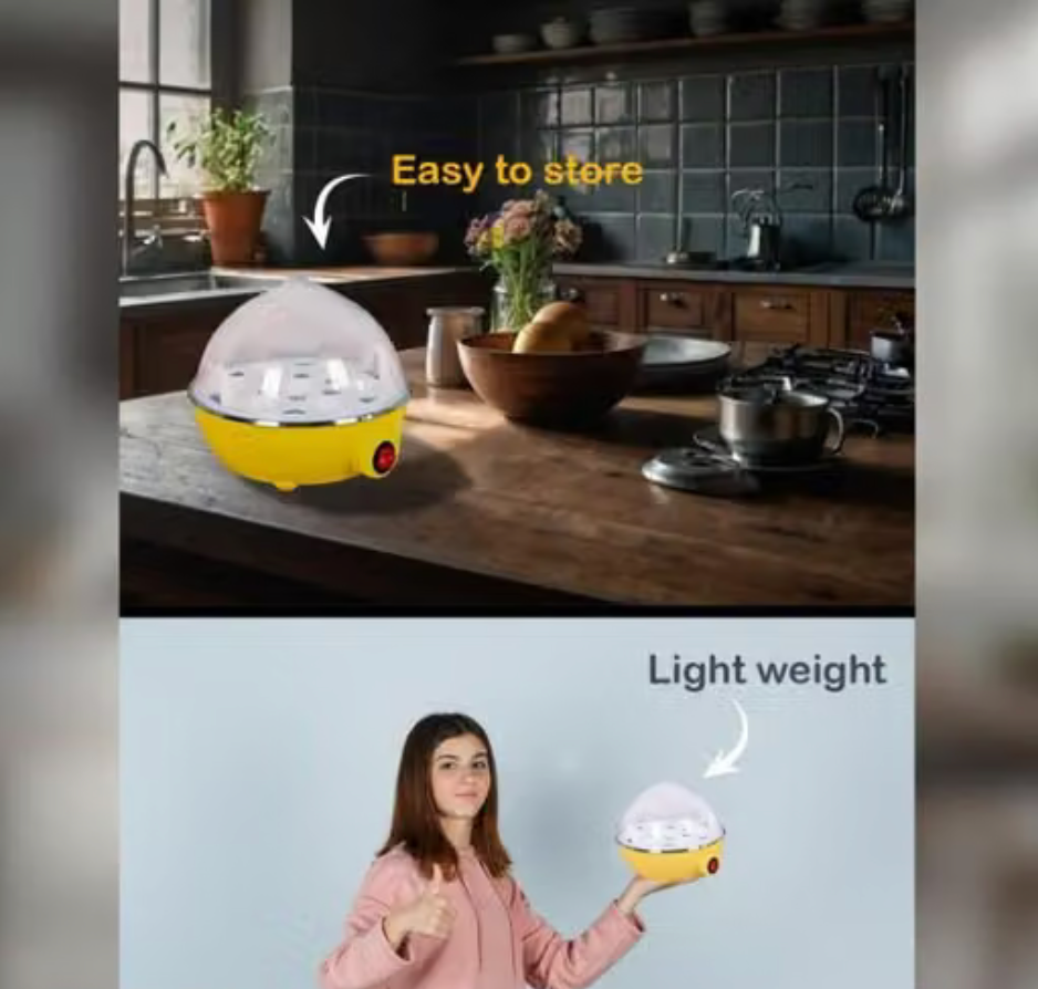"Single Layer Egg Boiler – Ultra-Compact Electric Egg Cooker for Perfectly Boiled Eggs, Easy to Use and Space-Saving Design".